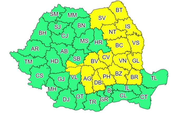 Bacăul sub COD GALBEN de ploi însemnate cantitativ