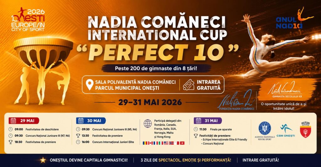 Oneștiul devine capitala gimnasticii românești în weekend-ul 29-31 mai.